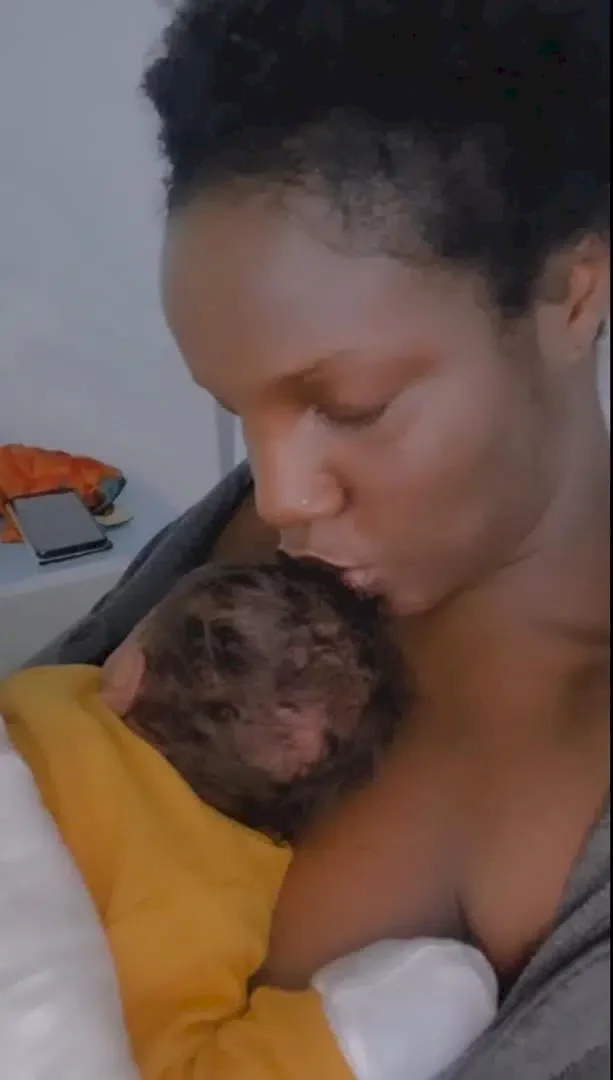 Seyi Shay shares birth process of her child as she reveals baby's face for the first time (Video)