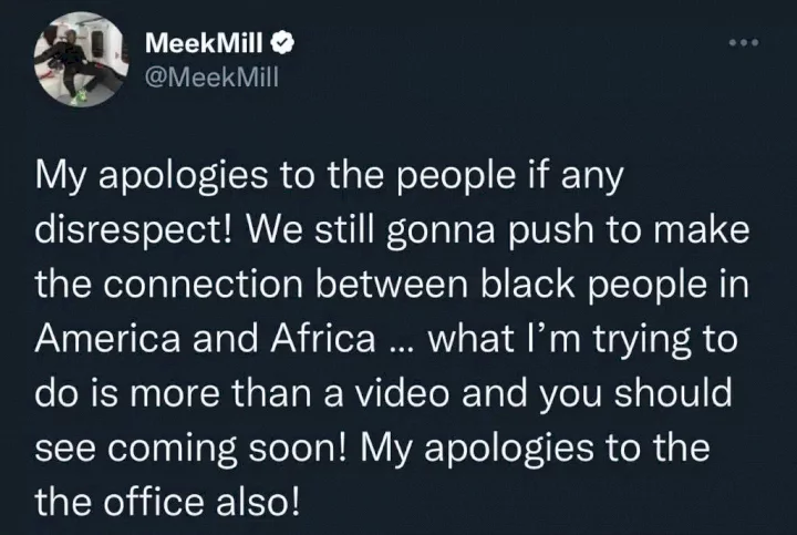 Meek Mill apologizes for shooting music video inside Ghana's presidential villa