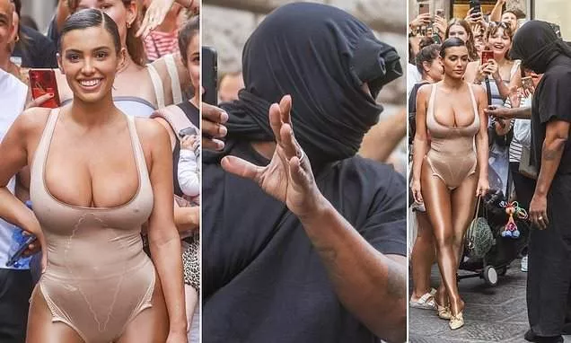 Kanye West and Bianca Censori cause a frenzy in Florence as rapper directs his wife to pose in front of excited locals (photos)