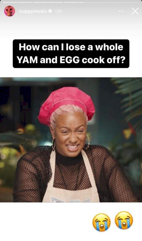 'I honestly don't know how to cook' - DJ Cuppy informs fiancé, Ryan, as she loses yam and egg cooking competition (video)