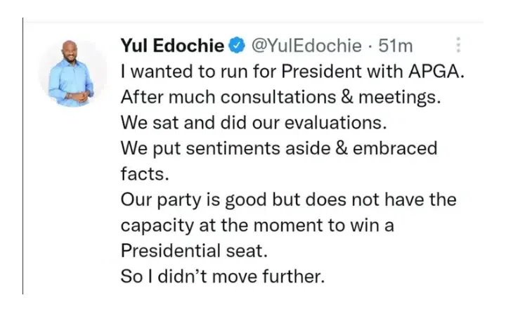 Why I decided not to run for 2023 presidency - Yul Edochie finally opens up