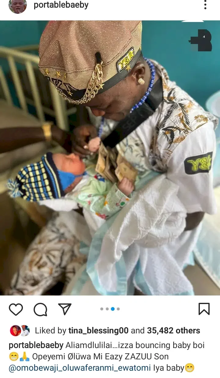 Portable excited as he welcomes a baby boy (Photos)