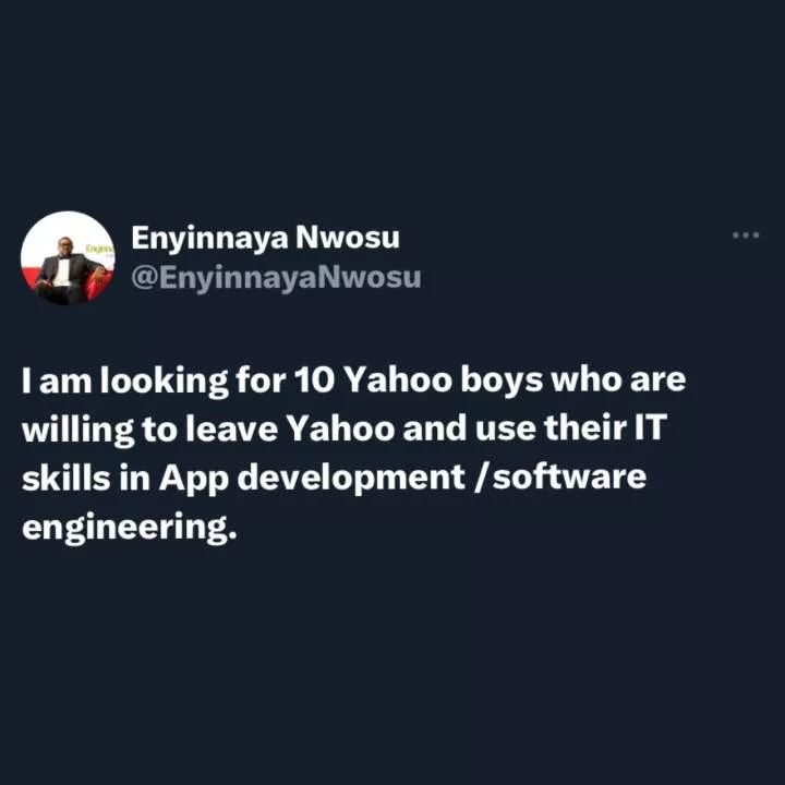 Canada-based man declares intention to turn 10 Yahoo Boys to Software Engineers
