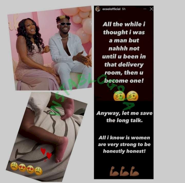 'You only become a man when you've been in a delivery room' - Davido's DJ, Ecool, says as he welcomes a child with his partner