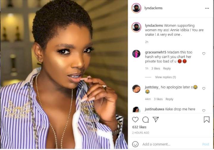 'You are an evil snake' - Actress Lynda Clems calls out Annie Idibia