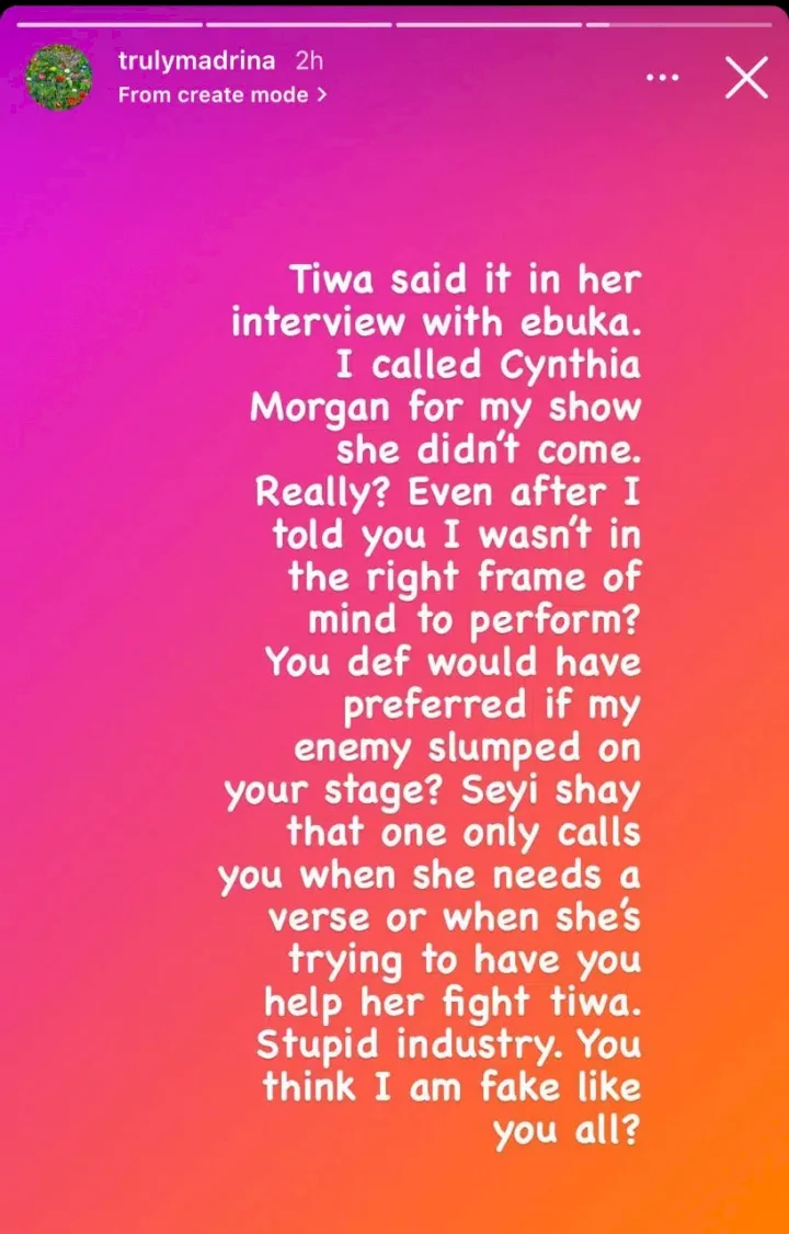 Cynthia Morgan knocks troll, drags Tiwa Savage, Seyi Shay in process