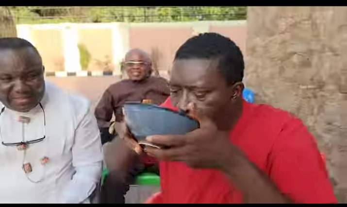 "Stop forming when you arrive your village, be local" - Kanayo O. kanayo advises as he drinks soup from plate (Video)