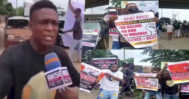 We are collecting our father's money - Youths protesting against EFCC in Oyo explains reason for internet fraud (Video)
