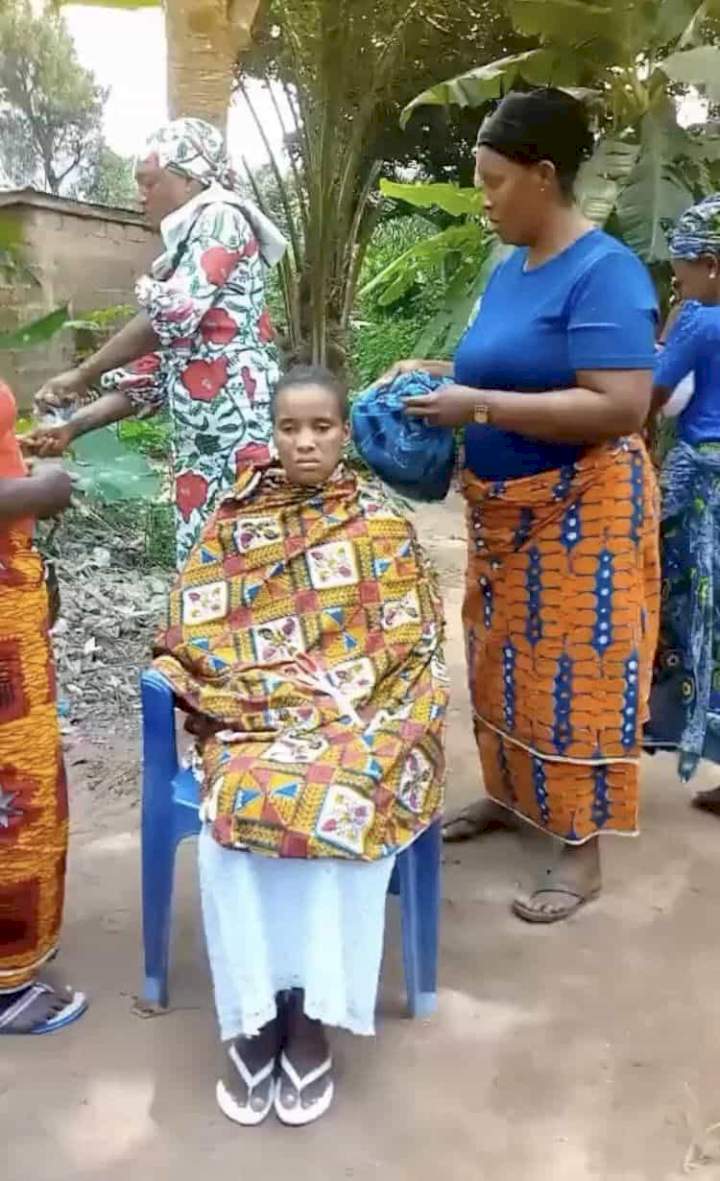 Young widow shares video of her hair being shaved by her husband's family, accuses them of neglect