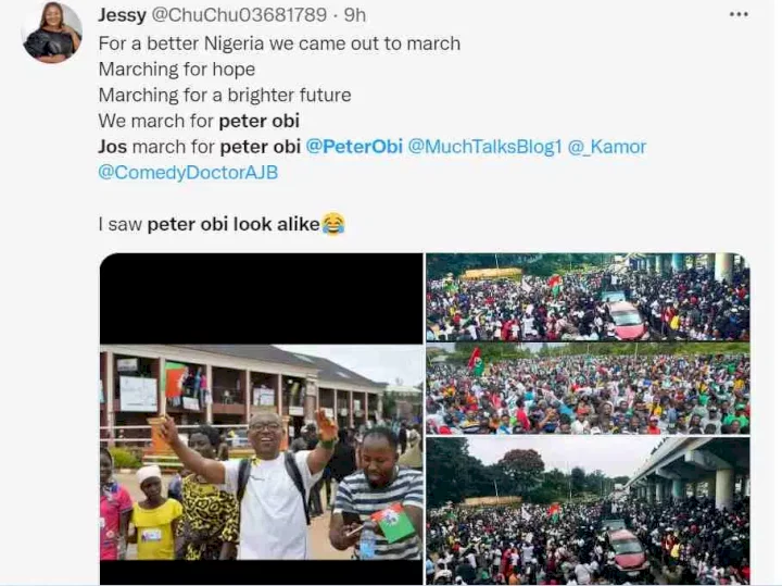 Peter Obi's lookalike spotted at Obidients' rally in Jos