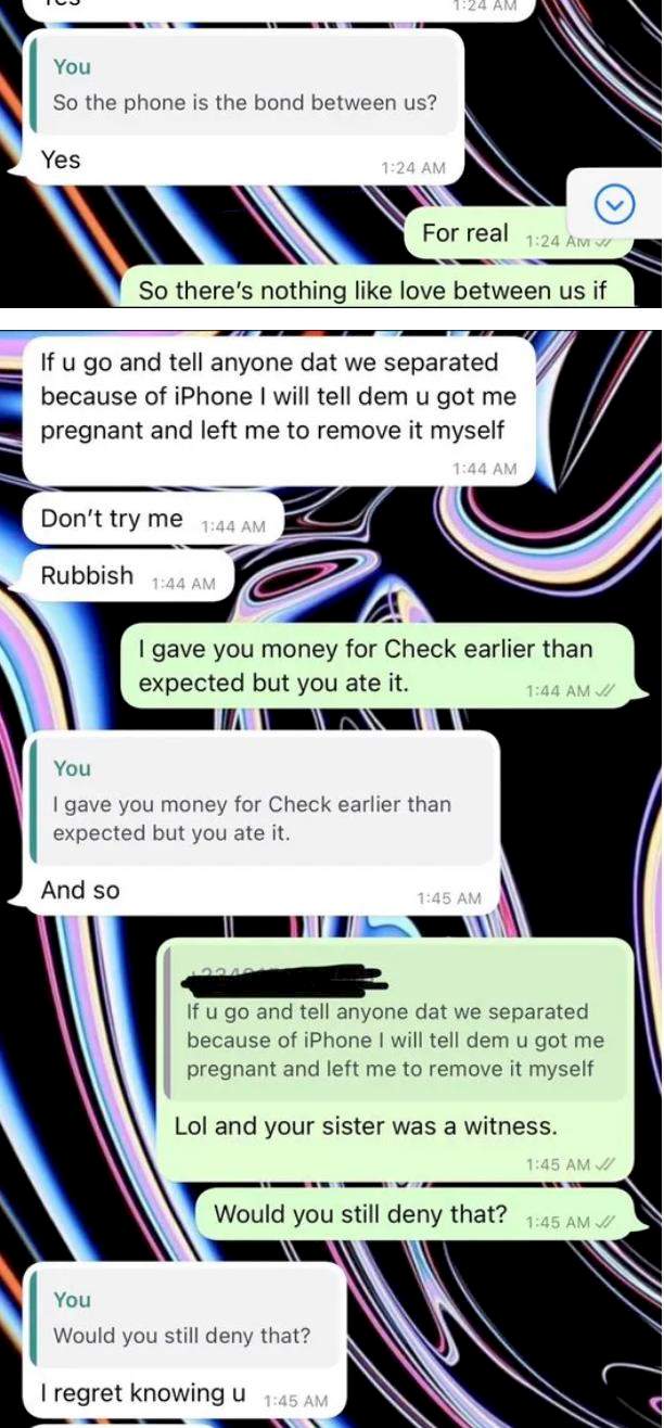 Man whose girlfriend gave him a deadline to buy her an iPhone 11 ends relationship (Screenshots)