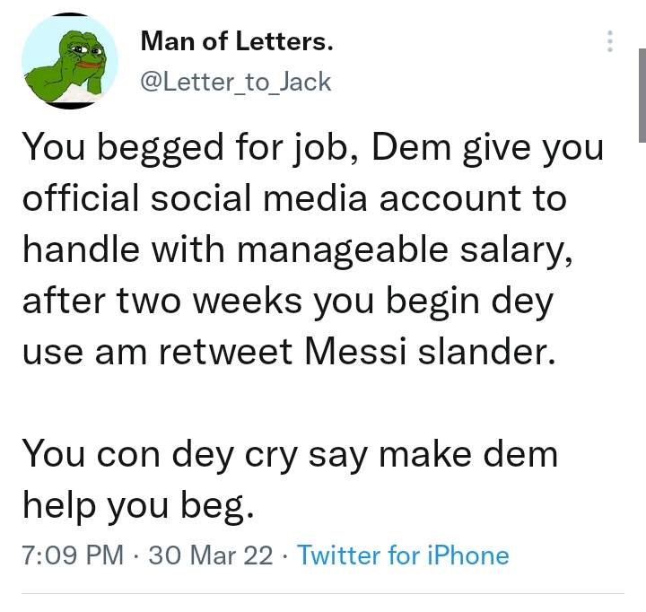 Social media manager gets fired after using official Twitter account to retweet Messi banter