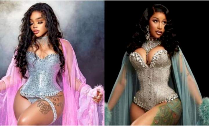 "Chichi don blow" - Reactions as Cardi B shares Chichi's photo where she recreated one of her looks