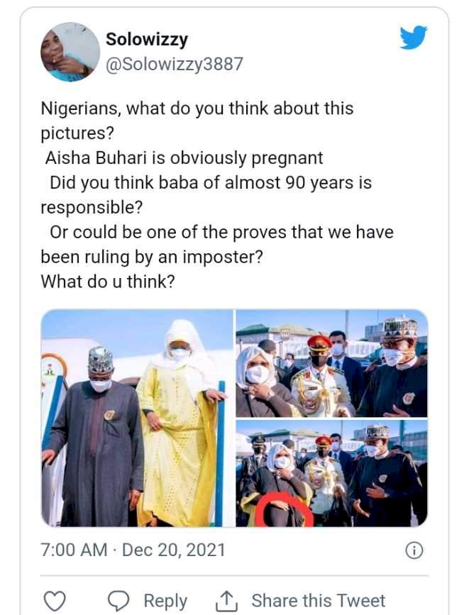 'Bubu is a hard worker' - Reactions as new photos of Aisha Buhari sparks pregnancy rumour (Photos)