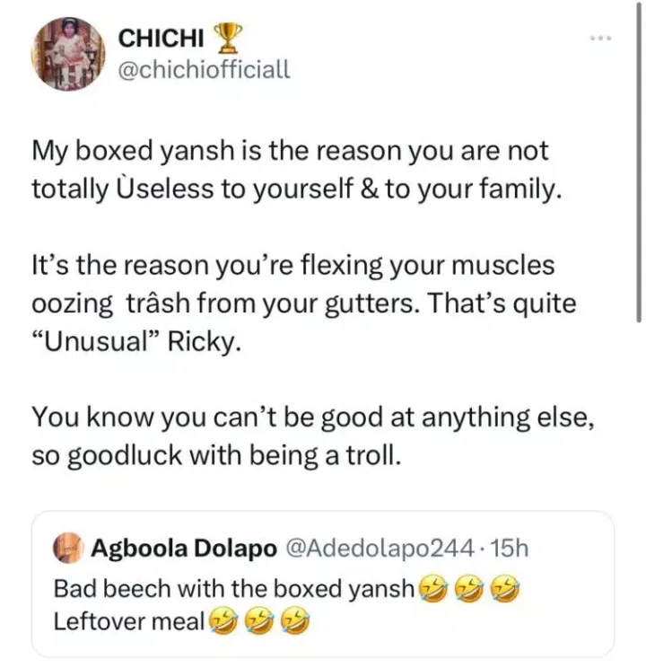 BBNaija star, Chichi claps back at trolls who wished her death