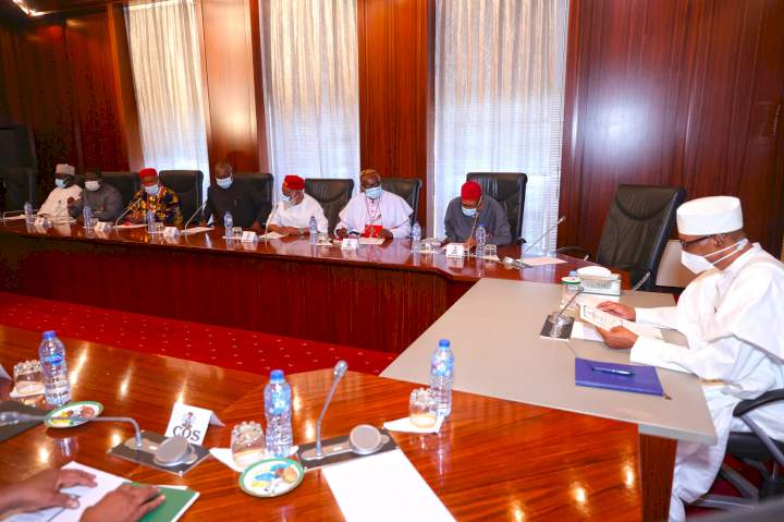 President Buhari receives Igbo leaders in the statehouse (photos)