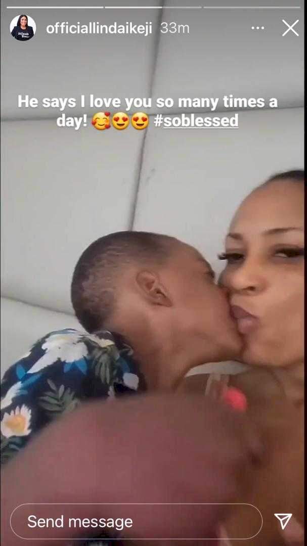 'He says I love you so many times a day' - Linda Ikeji says as she shares adorable moment with son (Video)