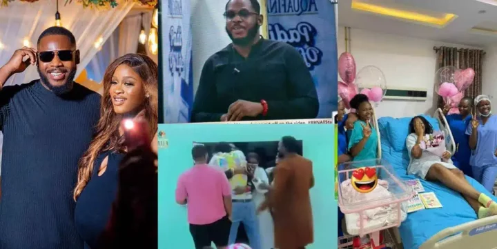 Moment Frodd shares news of daughter's birth with housemates, names her on live TV (Video)
