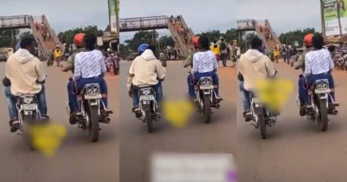 Man seen courting lady and collecting her phone number while on Okada (video)