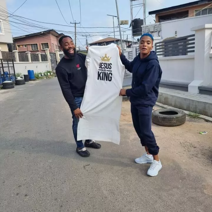 Ajibade celebrated Jesus after the Super Falcons defeated Australia and continues with the Jesus is King brand with Woli Arole. (Instagram/Rasheedat Ajibade)
