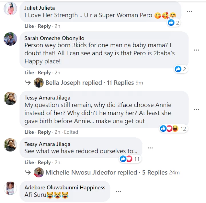 Nigerians react after a friend of Tuface's baby mama, Pero declared her the 'unbothered, unshakeable and unmovable first lady'