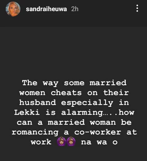 'You that marry every two working days' - Netizens drag Sandra Iheuwa over recent comment about promiscuous Lekki wives