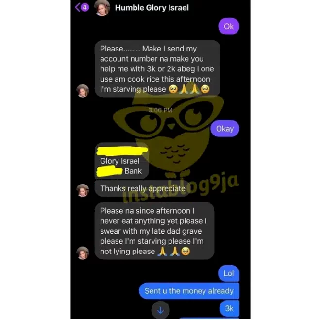 Good Samaritan calls out female beggar who blocked her after she mistakenly sent her N30,000 instead of N3k