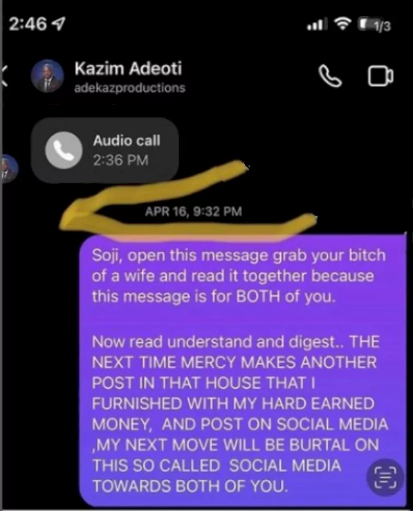 Keep him, do whatever you want with him but I will never let go of my sweat - Kazim Adeoti's first wife warns Mercy Aigbe and her husband again