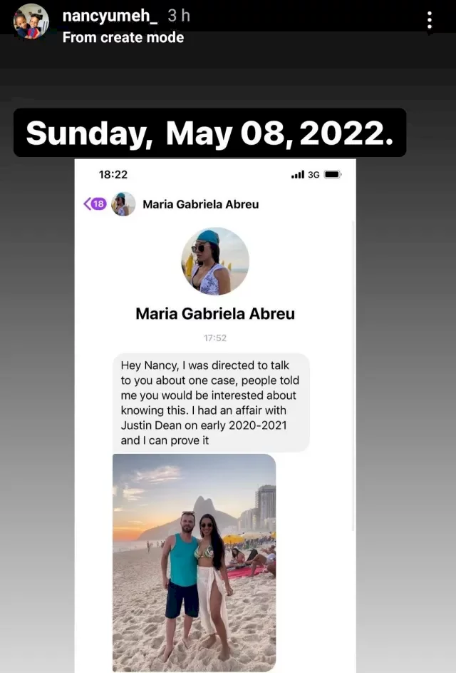 Korra Obidi's sister leaks evidence against Justin on his affair with 18-year-old Brazilian lady