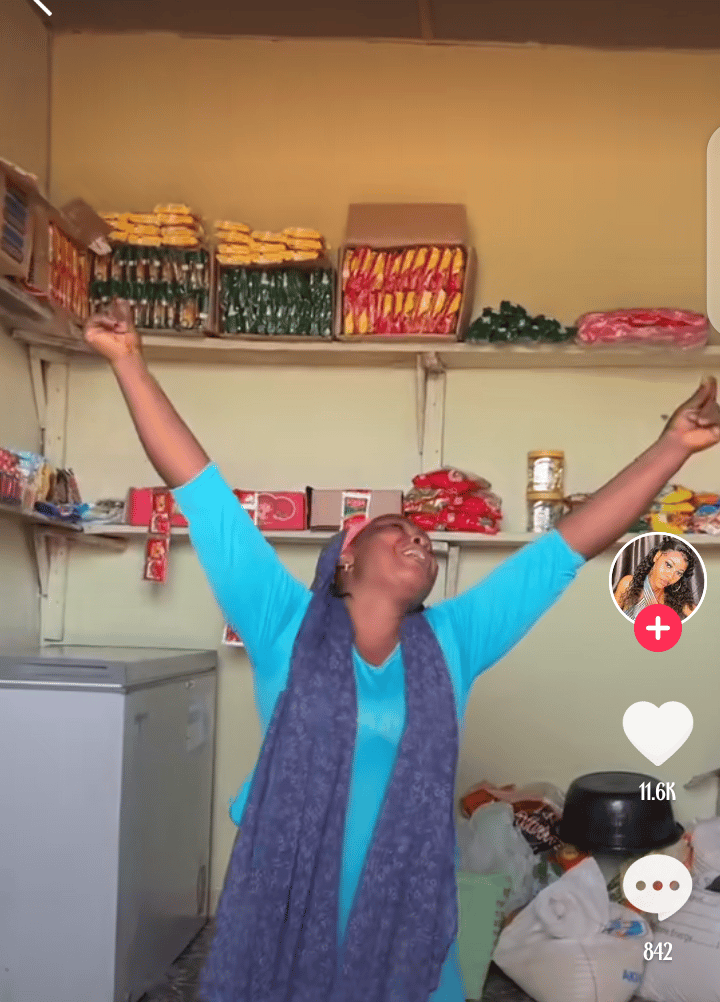 'I'm a shop owner' - Nigerian woman ecstacic as lady gifts her a shop full of goods (Video)