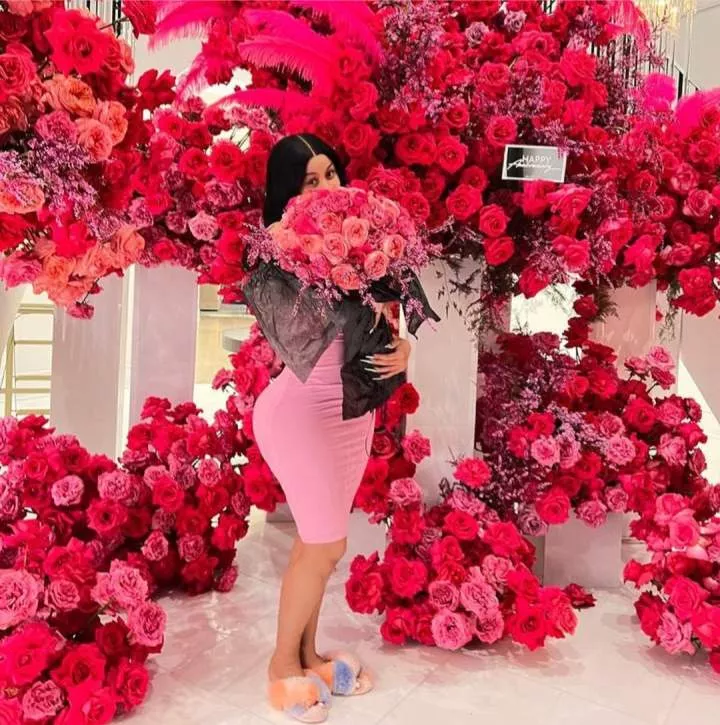 Cardi B shows off massive flower arrangement husband Offset gave her for their 6th wedding anniversary