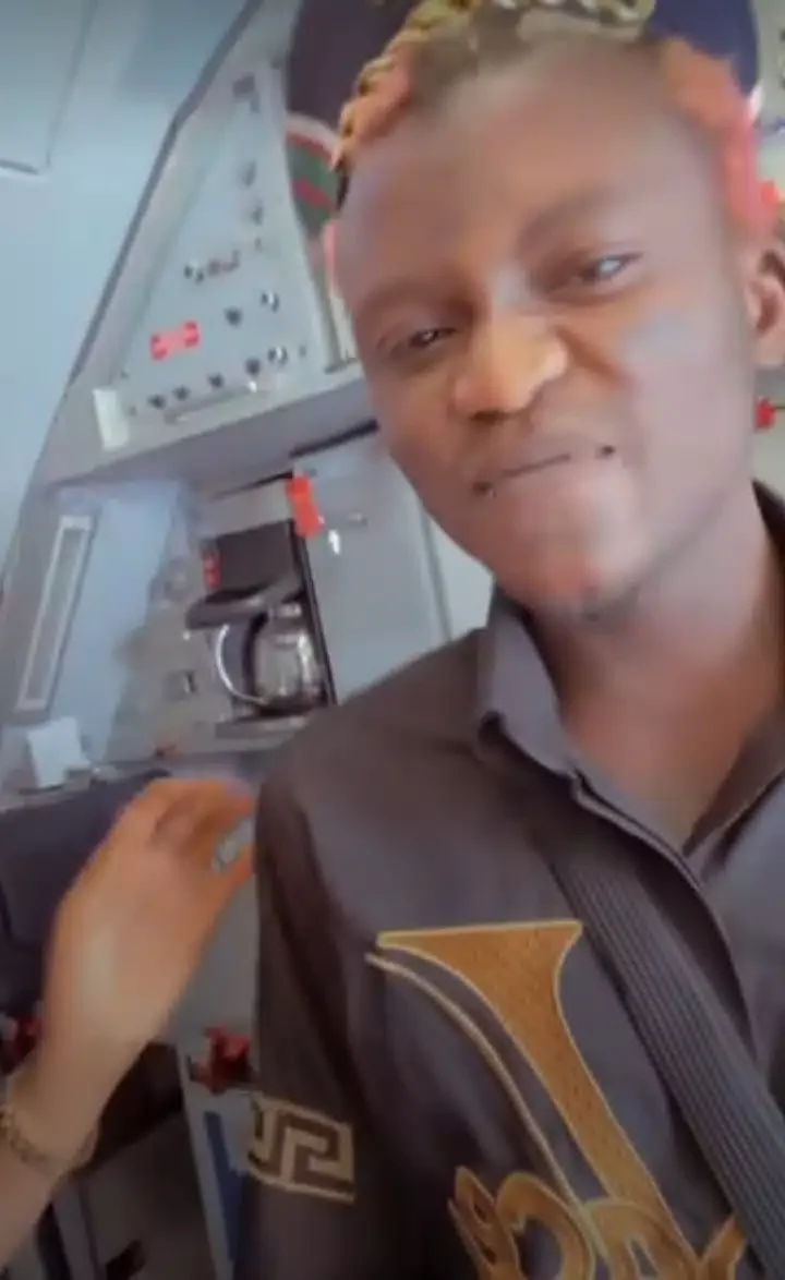 'His Grammar is so clean' - Portable changes accent as he meets pretty flight attendant (Video)