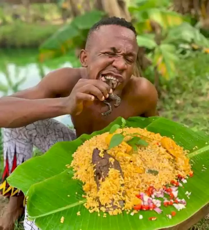 Man posts pictures of himself devouring frog meat, alleges that it cures impotence (Photos)