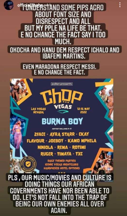 'It doesn't change the fact that I'm too much' Tuface reacts after show promoters made Burna Boy stand out on show poster while he and other artists got less prominence