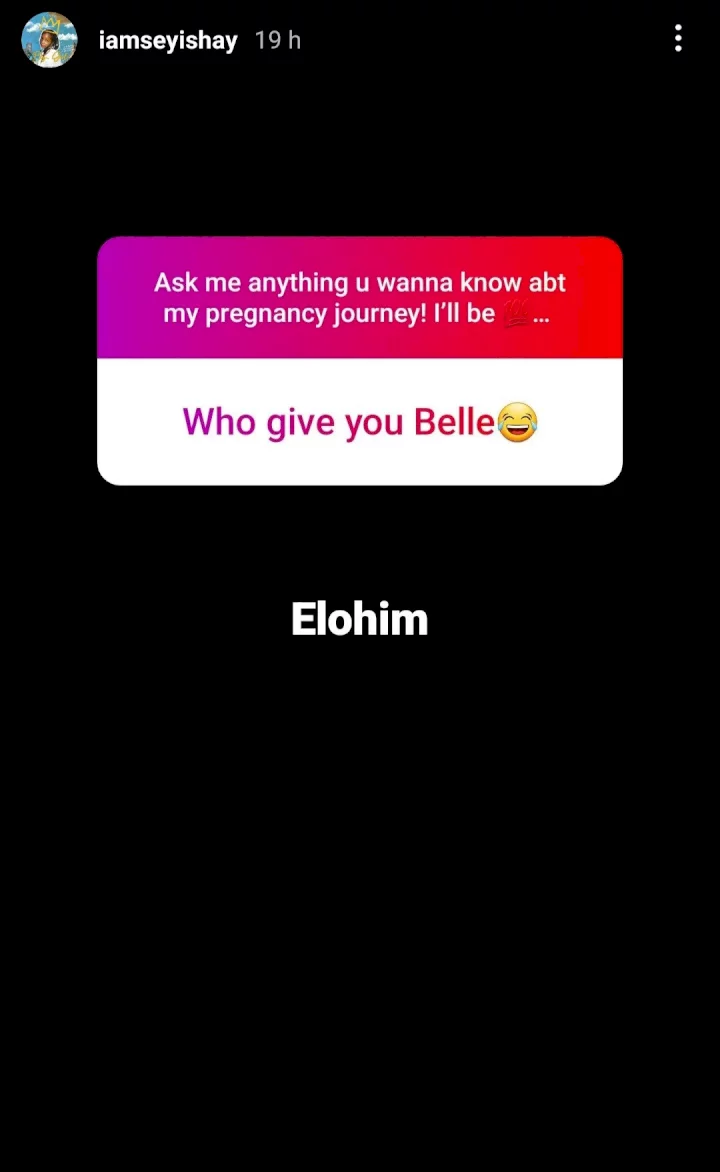 ''Elohim'- Seyi Shay responds after fans inquired who got her pregnant