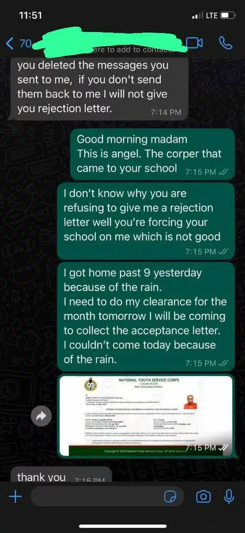'She came to our school with a nasty attitude' - Corps member's rejection letter stirs reactions