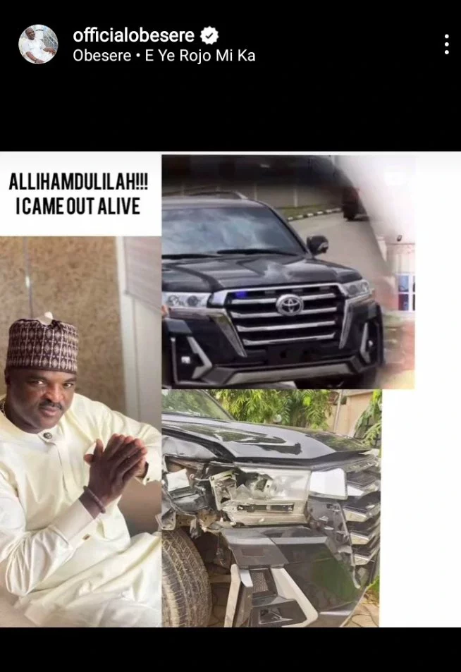 Popular Nigerian Fuji singer, Obesere, involved in ghastly car accident