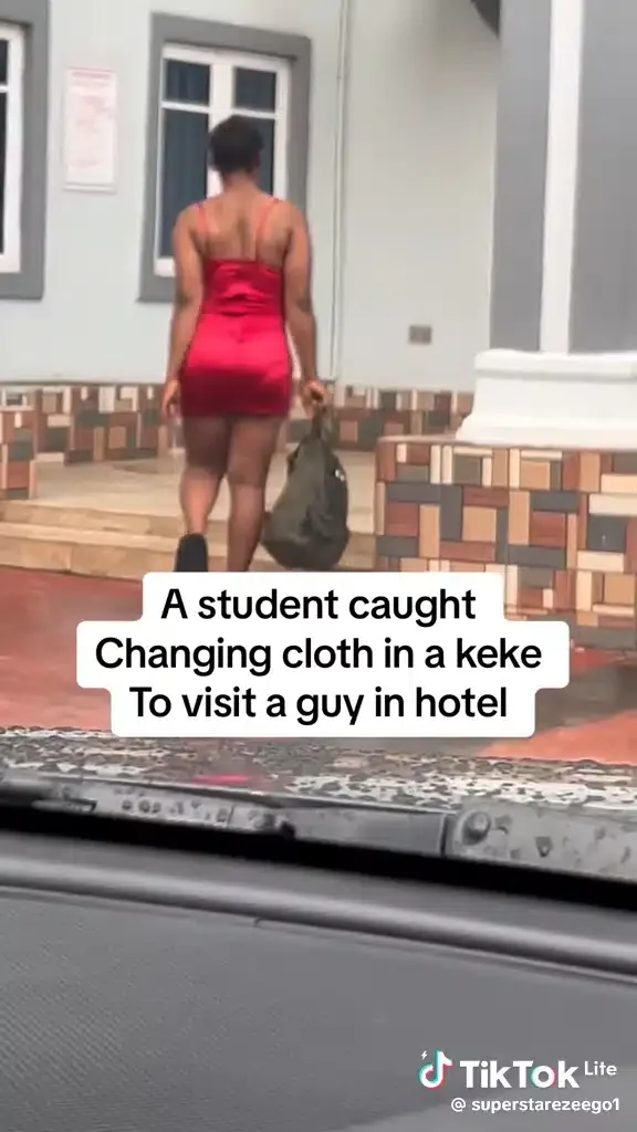 Secondary school student caught changing her clothes in keke napep to visit man in hotel (Video)