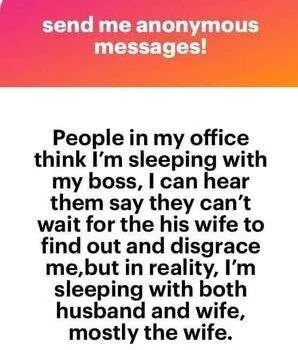 'I'm sleeping with my boss and his wife' - Lady spills