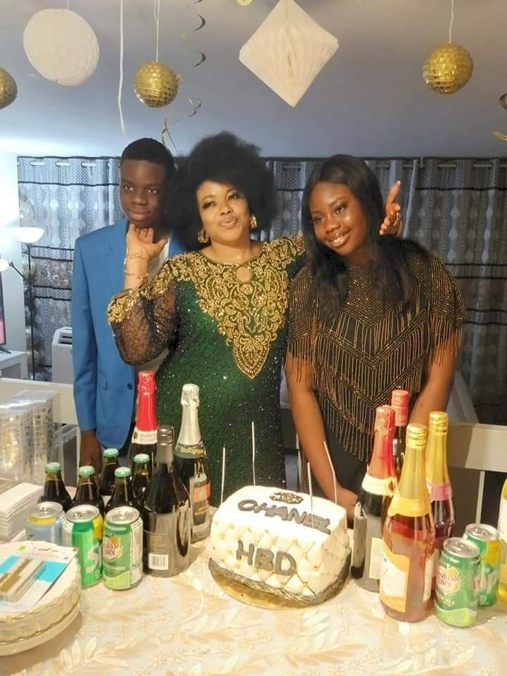 No divorce, you just started another family - Lady calls out Mercy Johnson's husband as she shares photos of his first wife and kids