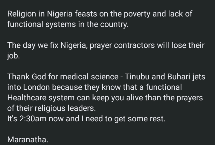 'The day we fix Nigeria, prayer contractors will lose their jobs' - Businessman, Awuzie writes