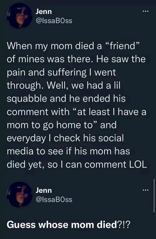 Lady waits two years for friend's mother's death to pay back insensitive comment