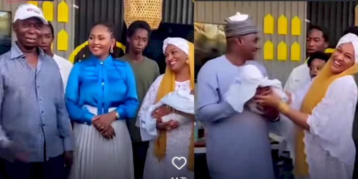 Regina Daniels and husband, Ned Nwoko name their newborn baby (Video)