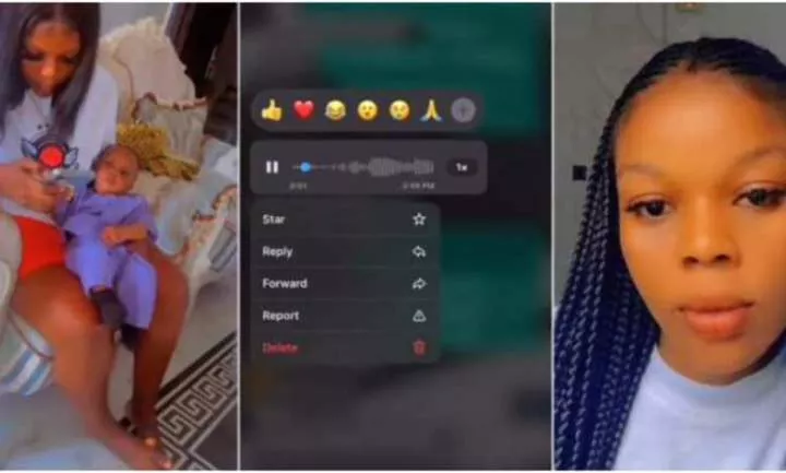 Woman shares hilarious voice note from husband after leaving baby in his care