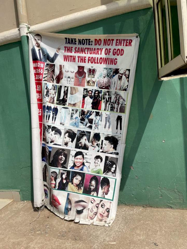 Lady shares photo of what she noticed at the entrance of Mummy GO's church