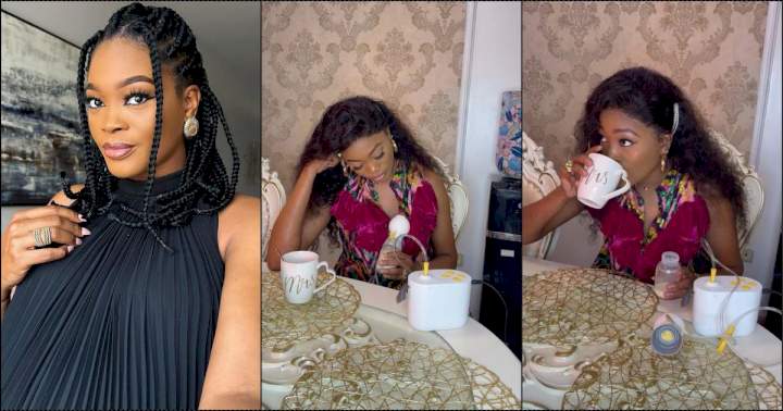 Warri Pikin, Mo Bimpe and others react as Kiekie drinks her own 'milk' (Video)