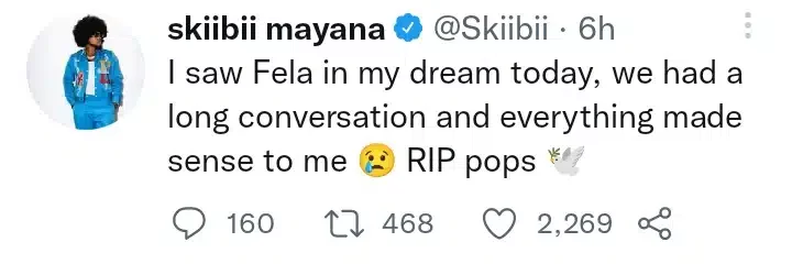 'I saw Fela in my dream today' - Skiibii shares
