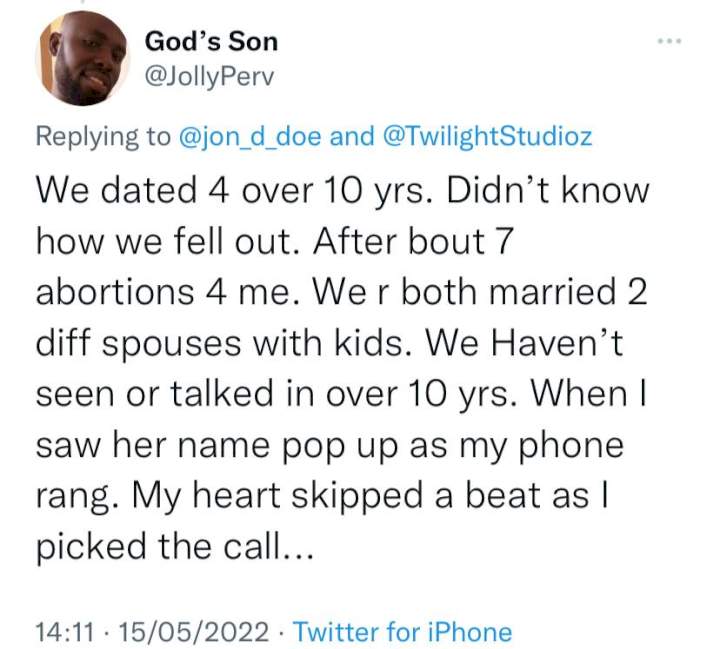 Man narrates how he and his ex-girlfriend got married to different people after dating for 10 years and having 7 abortions