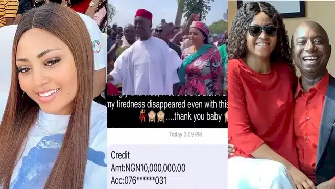 Regina Daniels excited as she receives N10M credit alert from husband for contributing to his campaign