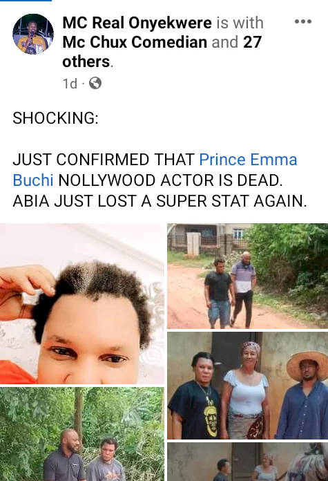 Police confirm murder of Nollywood actor, Emma Buchi in Asaba 